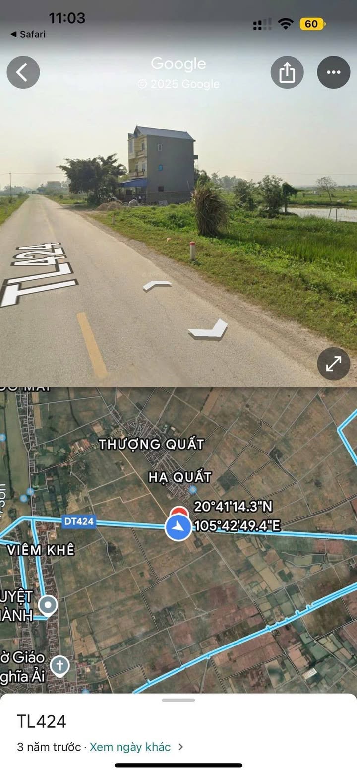 Lô đất 60m² đường tỉnh lộ 424, huyện Ứng Hòa giá 3.3 tỷ - Cần tiền bán gấp!