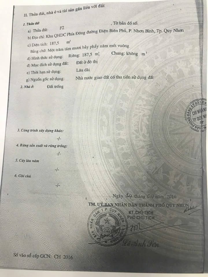 Đất mặt tiền đường Điện Biên Phủ, phường Nhơn Bình, 375m² giá 13.5 tỷ - Tiềm năng đầu tư vượt trội!