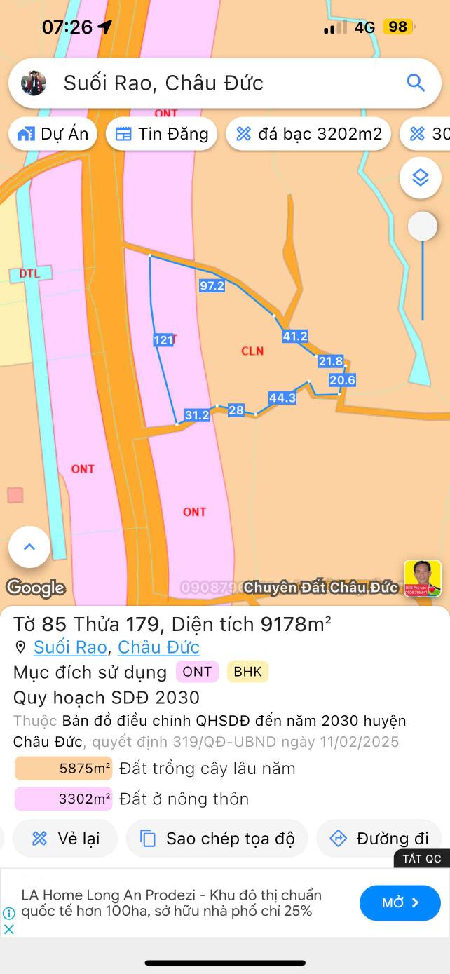 Đất Farm Suối Rao, Châu Đức 1,1ha - Gần hồ Suối Môn, giá thỏa thuận