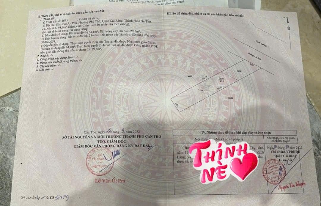 Đất nền Rạch Ngã Bát Cái Răng 93,6m² giá 950 triệu - Đầu tư sinh lời nhanh chóng!