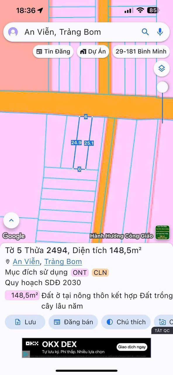 Đất nền An Viễn Trảng Bom 144m² sổ hồng riêng - Đầu tư sinh lời ngay!