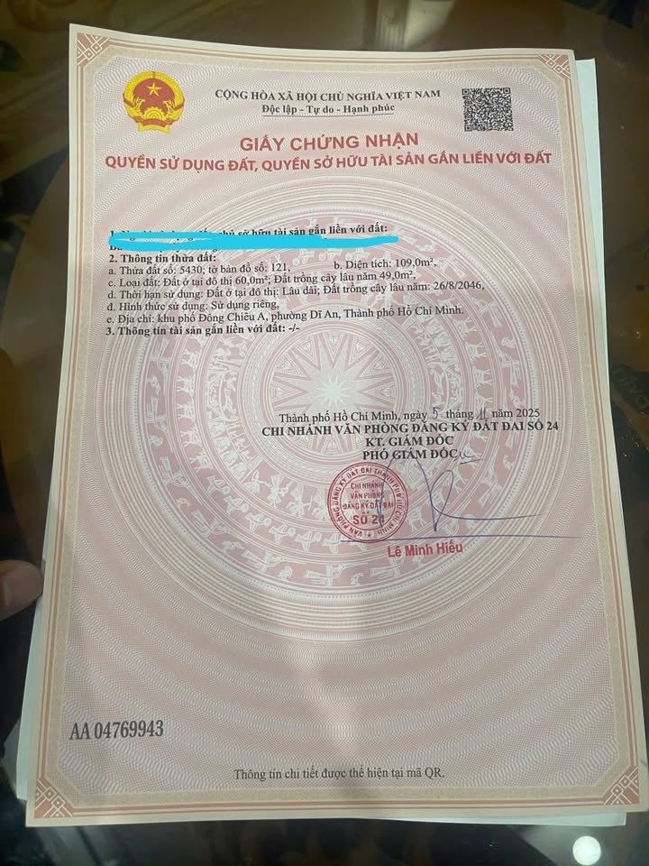 Bán lô đất Dĩ An 110m² giá 3.6 tỷ - Gần chợ Đoàn Thị Kia