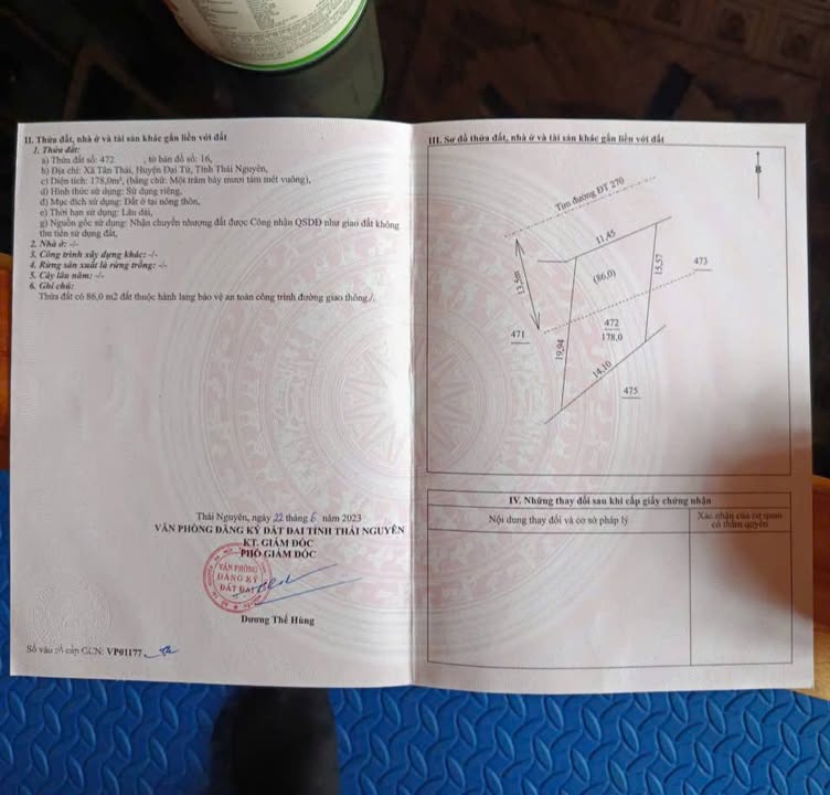 Đất mặt đường 270, Tân Thái, Đại Từ 178m² giá 2 tỷ - Đầu tư sinh lời ngay!