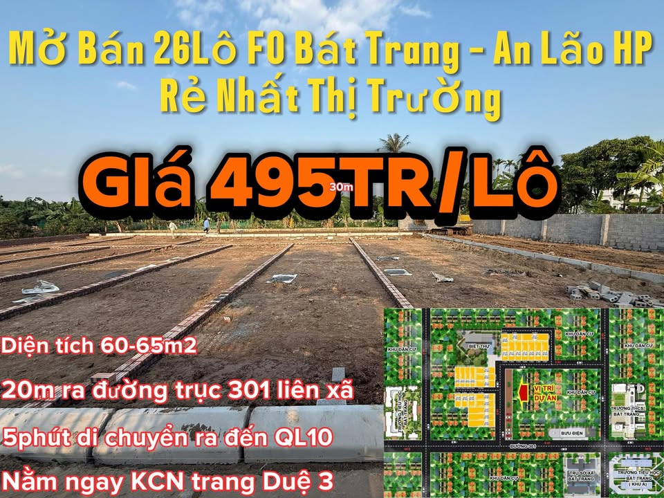 Đất nền KCN Tràng Duệ 3 An Lão 60m² giá 495 triệu - Đầu tư sinh lời ngay!