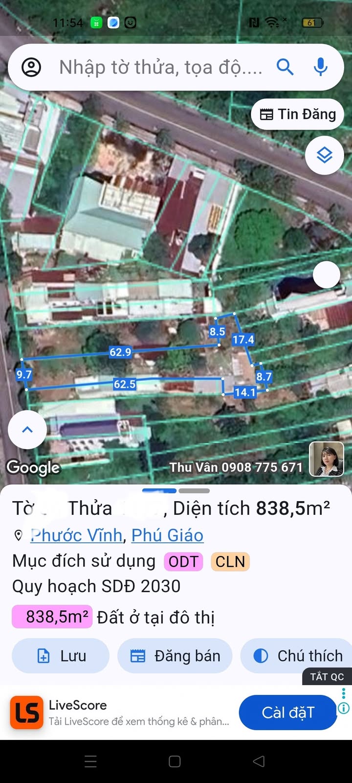 Đất nền mặt tiền đường Nguyễn Văn Trỗi, Phước Vĩnh 838.5m² giá 5 tỷ - Cơ hội đầu tư tuyệt vời!