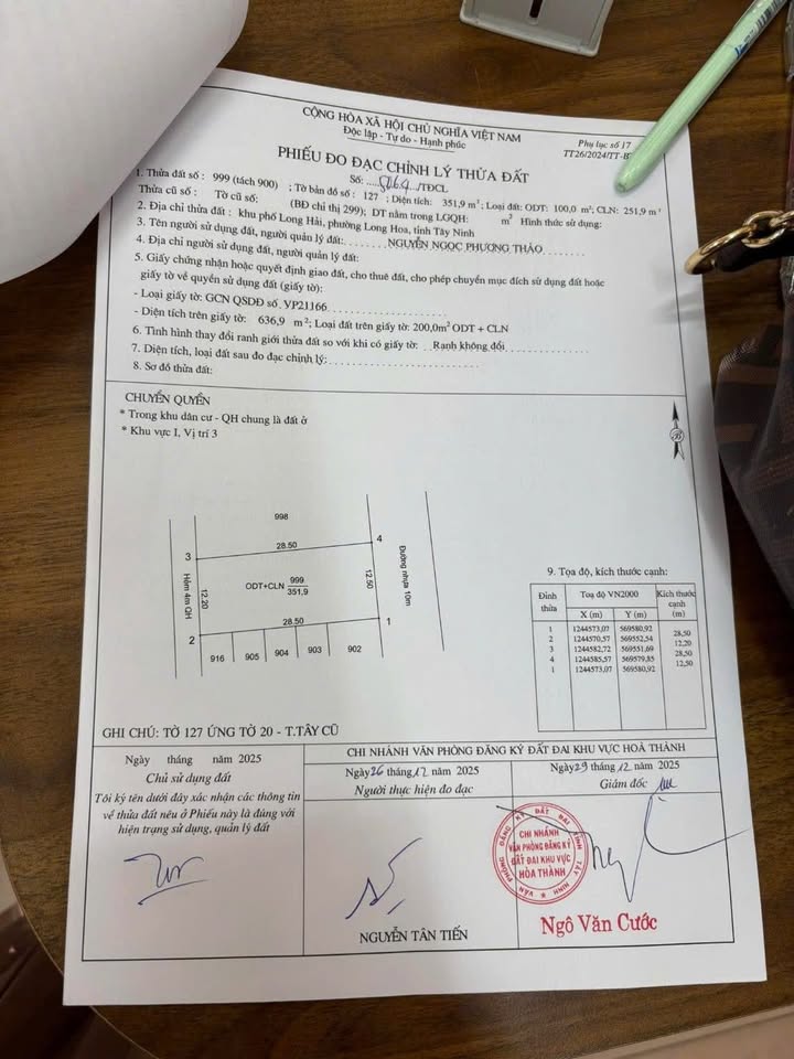 Đất hẻm Trần Phú, Long Hoa, Tây Ninh 205m² giá 2.268 tỷ - Cơ hội đầu tư hấp dẫn!