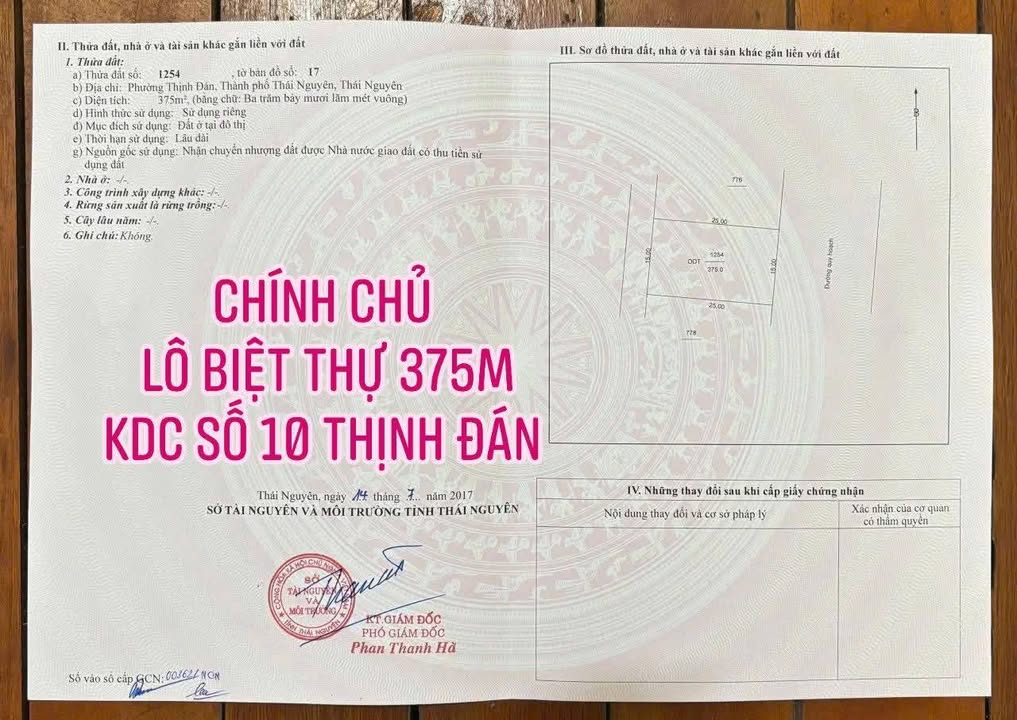 Đất nền KDC Số 10 Thịnh Đán 375m² - Vị trí đẹp, cơ hội đầu tư hấp dẫn!