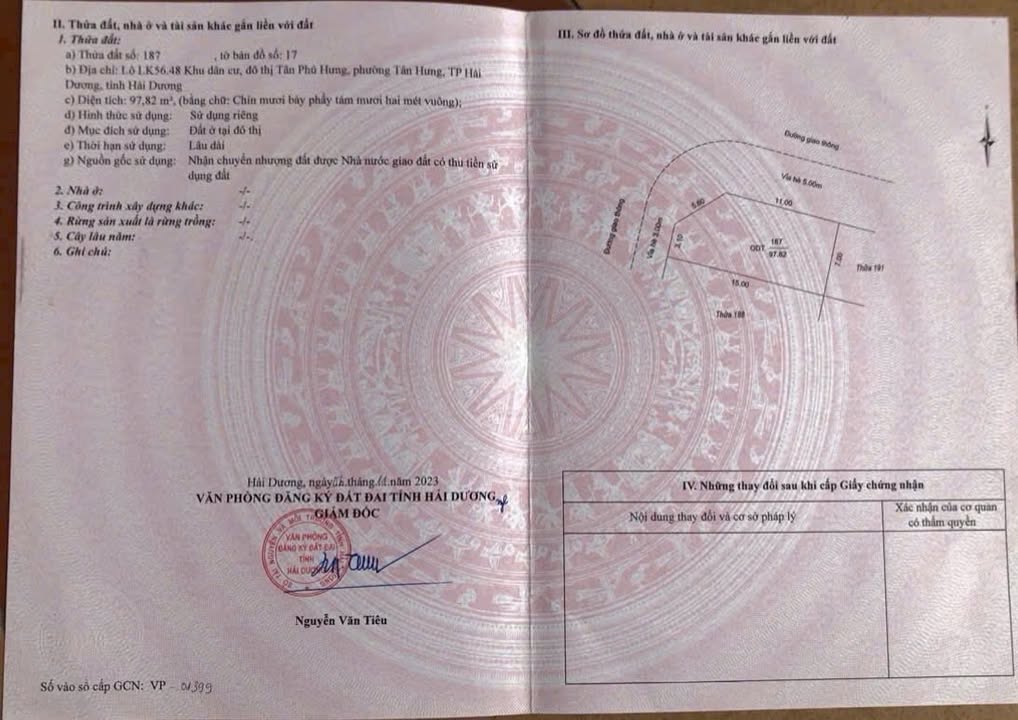 Đất nền khu đô thị Tân Phú Hưng Hải Dương 97.82m² - Giá mềm mại, lô góc hướng Tây!