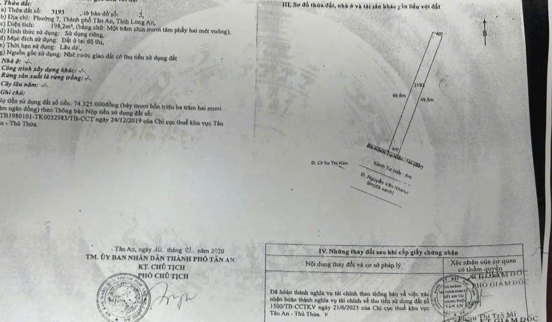 Đất thổ cư 200m² mặt tiền đường Nguyễn Văn Khánh, Tân An - Giá chỉ 1.4 tỷ!