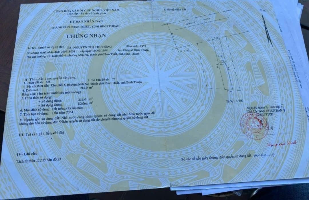 Đất nền Mũi Né 216m² mặt tiền đường Huỳnh Tấn Phát - Cơ hội đầu tư vàng!