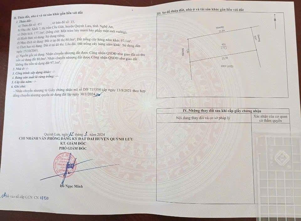 Bán đất đường Quốc lộ 1A, Quỳnh Lưu 177m² - Vị trí đẹp, pháp lý rõ ràng!