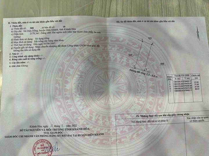 Đất nền Diên Đồng, Diên Khánh 2100m² giá 690 triệu - Sổ đỏ chính chủ, thuận tiện đầu tư!