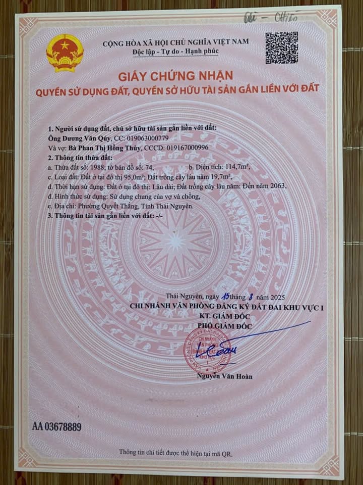 Đất nền chính chủ tại Quyết Thắng, Thái Nguyên 111m² giá 1.4 tỷ - Cơ hội đầu tư tuyệt vời!