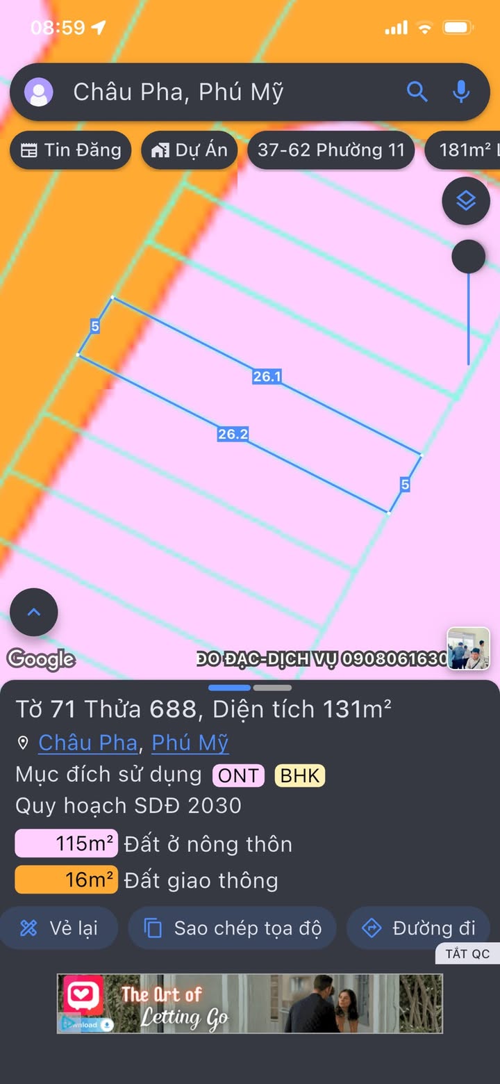 Đất mặt tiền đường Tân Lễ, Châu Pha, Phú Mỹ 131m² giá 1.7 tỷ - Cơ hội đầu tư tuyệt vời!