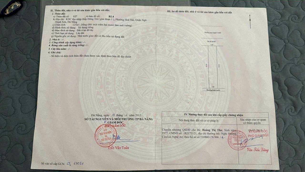 Bán đất Ngũ Hành Sơn Đà Nẵng 125m² giá 6.2 tỷ - Sổ đỏ chính chủ, vị trí thuận lợi!