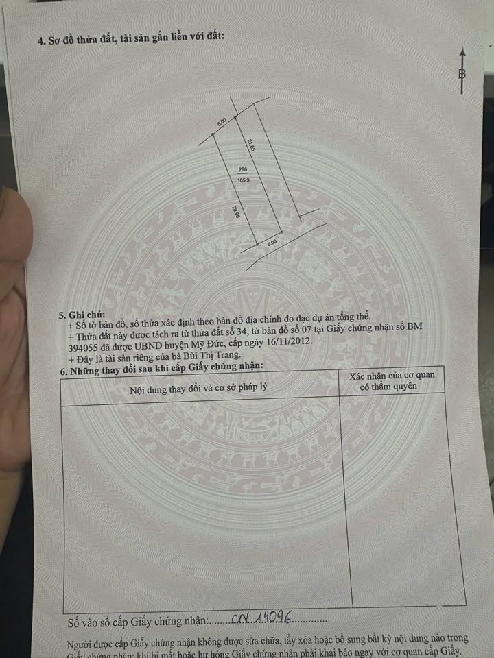 Đất nền thôn Lai Tảo, xã Bột Xuyên, Mỹ Đức 105,3m² - Pháp lý rõ ràng, giá chỉ 1 tỷ!