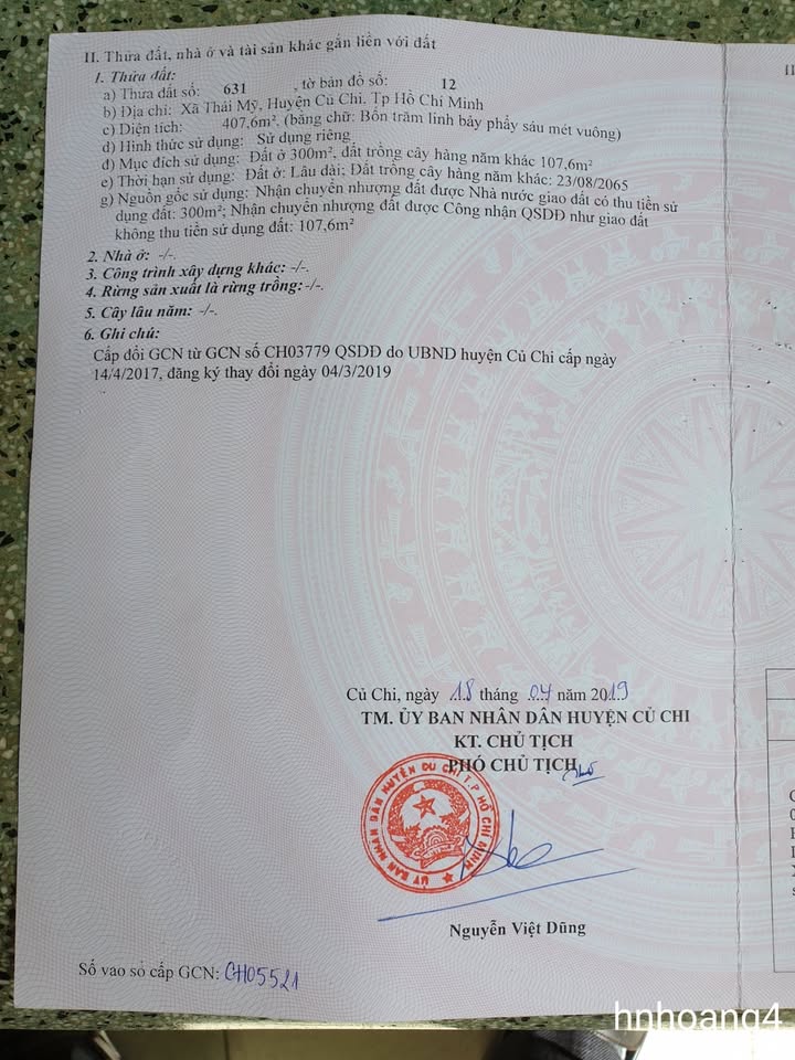 Đất nền Thái Mỹ, Củ Chi 407m² giá 3.2 tỷ - Đầu tư sinh lời ngay!