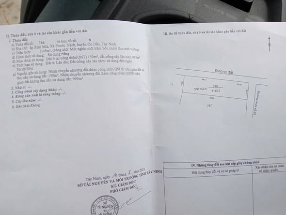 Đất nền ấp Xóm Mía, Gò Dầu 1156m² giá 135 triệu - Đầu tư sinh lời ngay!