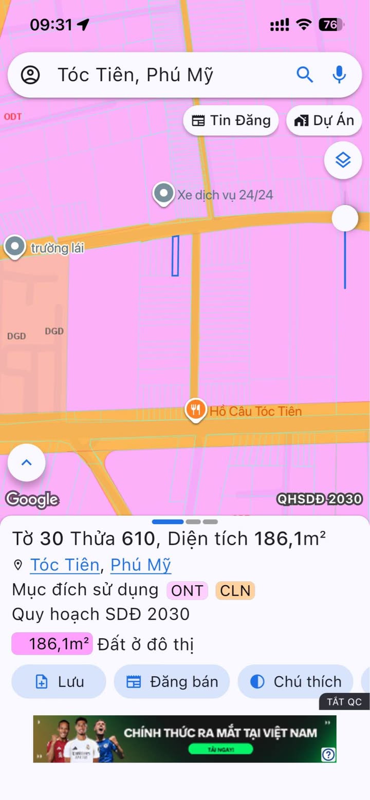 Đất nền 360m² đường Trường Lái, Tóc Tiên, Phú Mỹ - Giá chỉ 3 tỷ