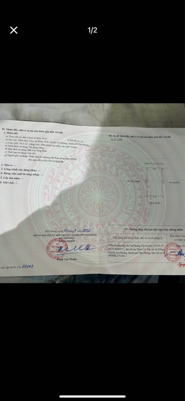 Đất nền Hồng Thái - An Dương 56m² giá 900 triệu - Sổ đỏ chính chủ, không lỗi lầm!