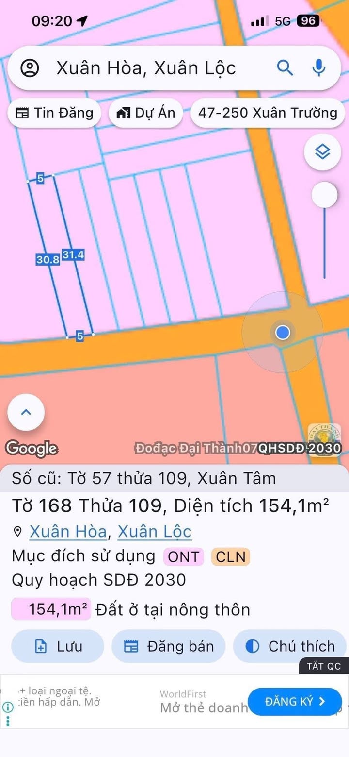 Đất thổ cư 160m² tại Ấp 6, Xuân Tâm, Xuân Lộc - Giá chỉ 880 triệu!