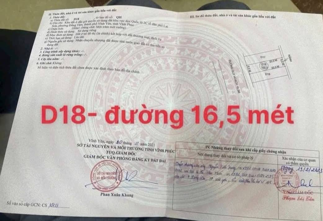 Đất nền khu phố Lai Sơn, Vĩnh Yên 100m² giá 2.1 tỷ - Đường lớn, thuận tiện kinh doanh!