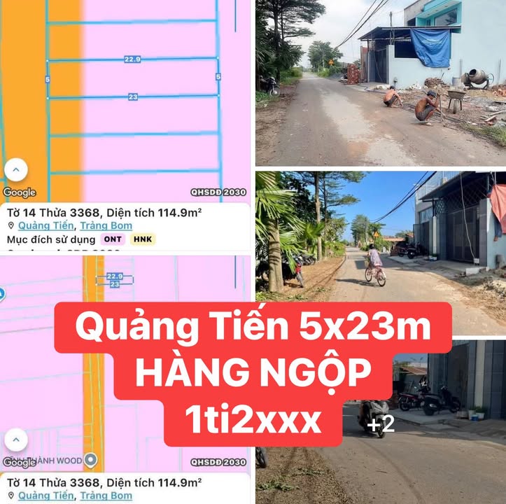 Đất nền Quảng Tiến, Trảng Bom, Đồng Nai 114m² giá chỉ 1.2 tỷ - Kinh doanh thuận lợi!