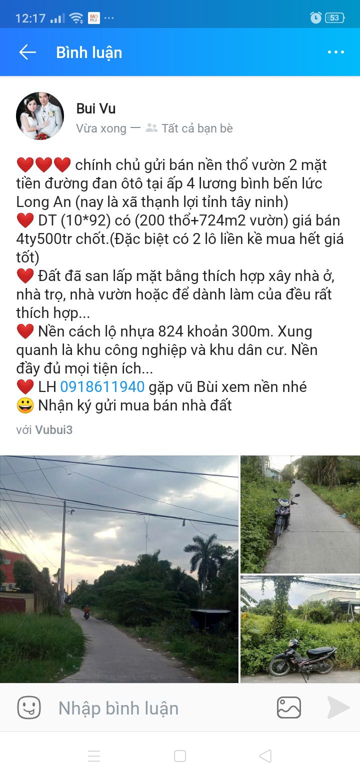 Đất thổ vườn 2 mặt tiền tại xã Thạnh Lợi, Tây Ninh 920m² giá 4.5 tỷ - Cơ hội đầu tư tuyệt vời!