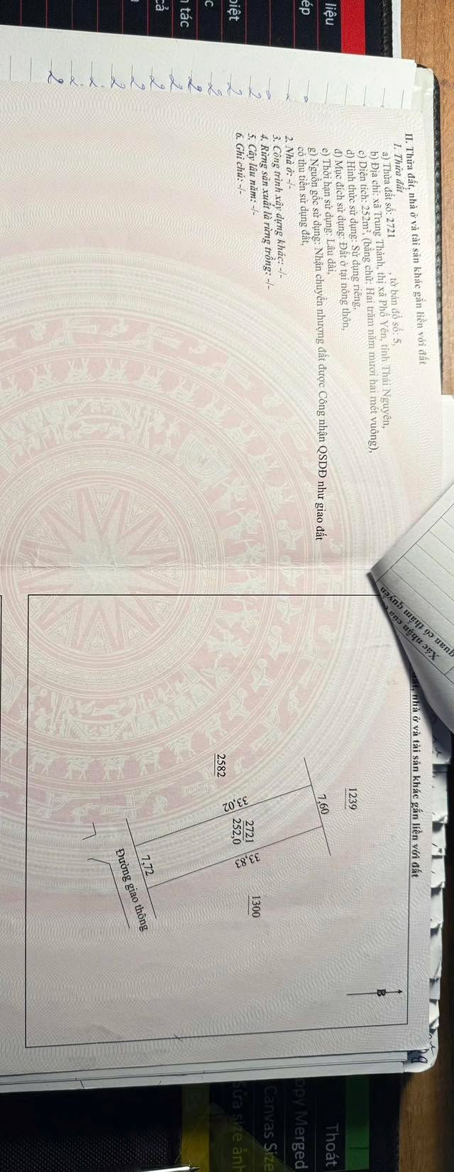 Đất thổ cư 252m² tại phường Trung Thành, Phổ Yên, Thái Nguyên - Vị trí vàng gần QL3!