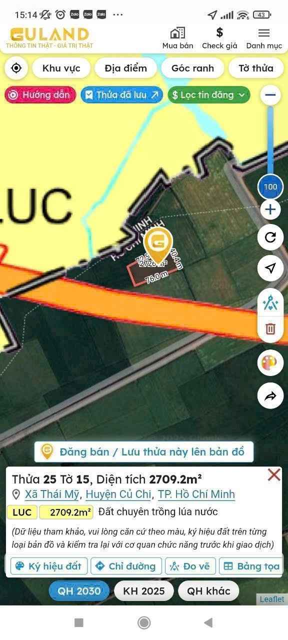 Đất lúa Thái Mỹ Củ Chi 1.969m² giá 900 triệu - Cơ hội đầu tư hấp dẫn!