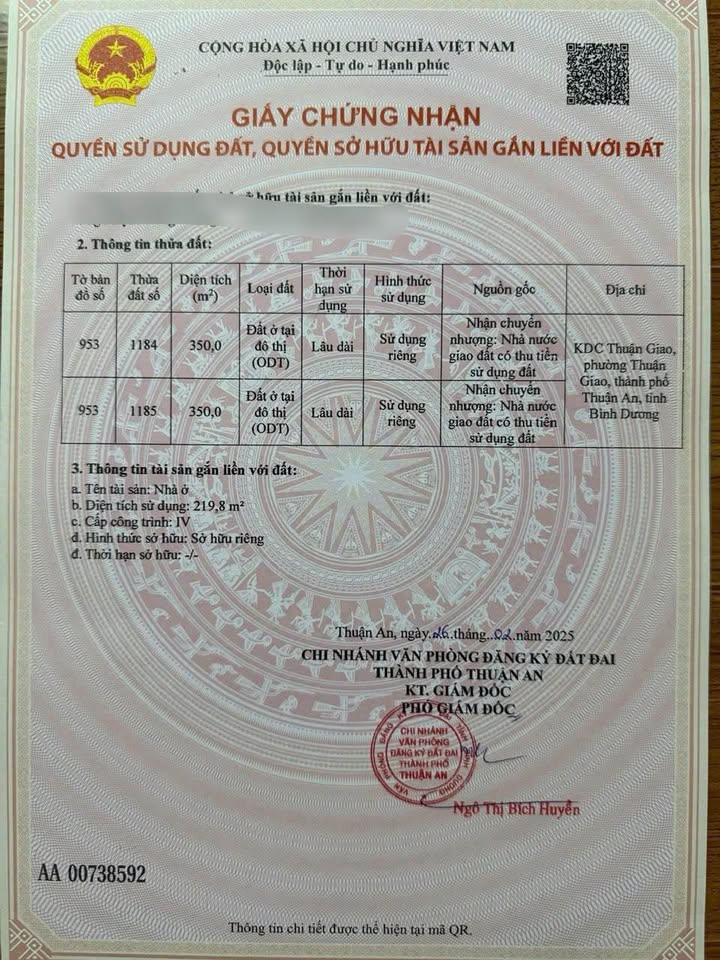 Biệt thự khu dân cư Thuận Giao 700m² giá 25 tỷ - Đầu tư sinh lời lý tưởng!