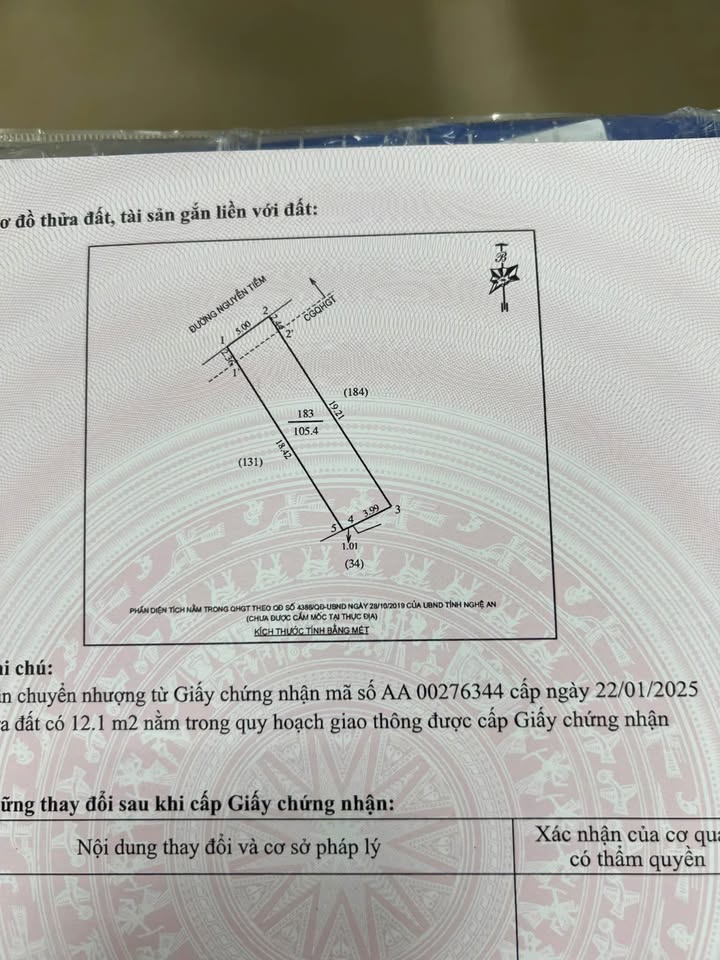 Đất mặt đường Nguyễn Tiềm Vinh 105m² giá 4 tỷ - Lô đẹp vuông vắn chính chủ!