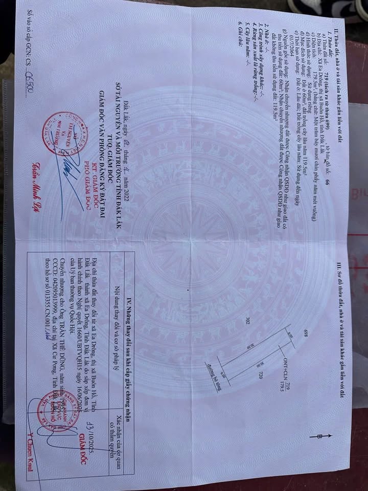 Đất thổ cư 180m² xã Ea Drông, Buôn Hồ, Đắk Lắk - Giá tốt, vị trí thuận lợi!