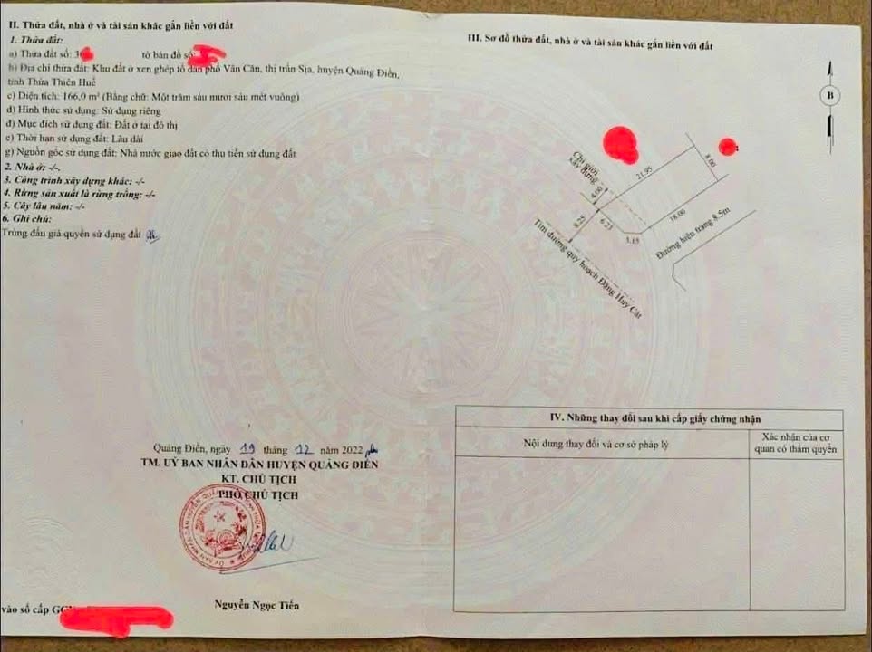 Đất 2 mặt tiền Đặng Huy Cát, Thị Trấn Sịa, 166m² giá 1 tỷ - Kinh doanh thuận lợi!