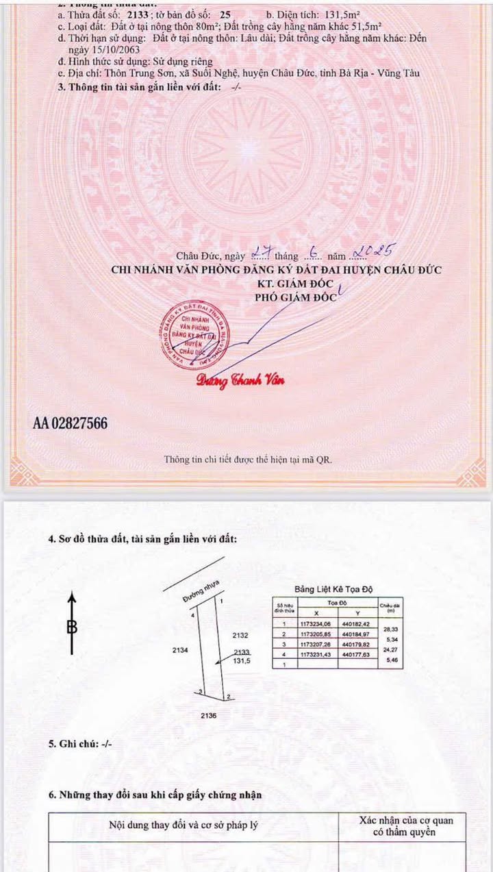 Đất mặt tiền đường nhựa xã Suối Nghệ - Diện tích 110m² giá 630 triệu - Cơ hội đầu tư tuyệt vời!