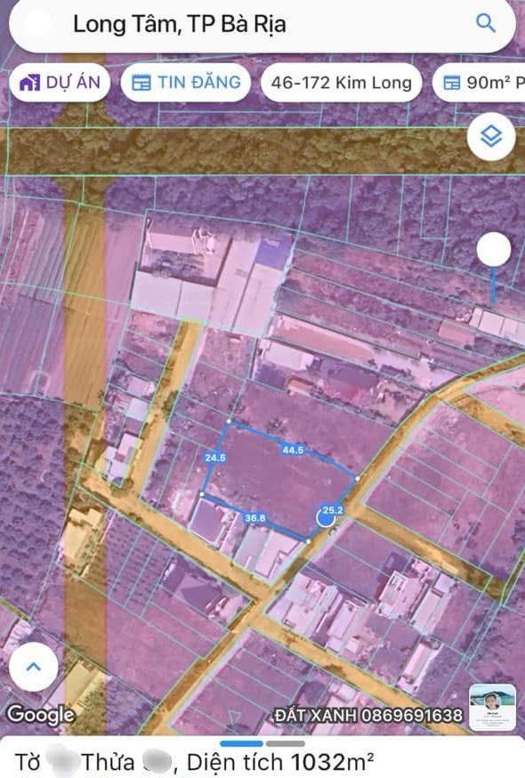 Đất nền Phường Long Tâm, Bà Rịa 1.030m² giá 7 tỷ - Đầu tư lâu dài, nghỉ dưỡng lý tưởng!