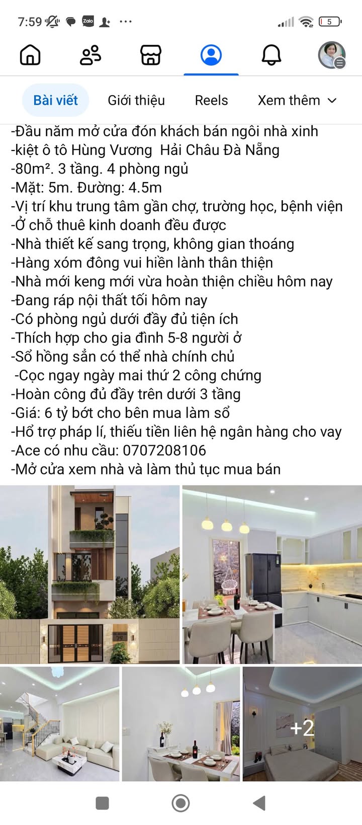 Nhà phố Hùng Vương Hải Châu 80m² giá 6 tỷ - Thiết kế sang trọng, chính chủ!