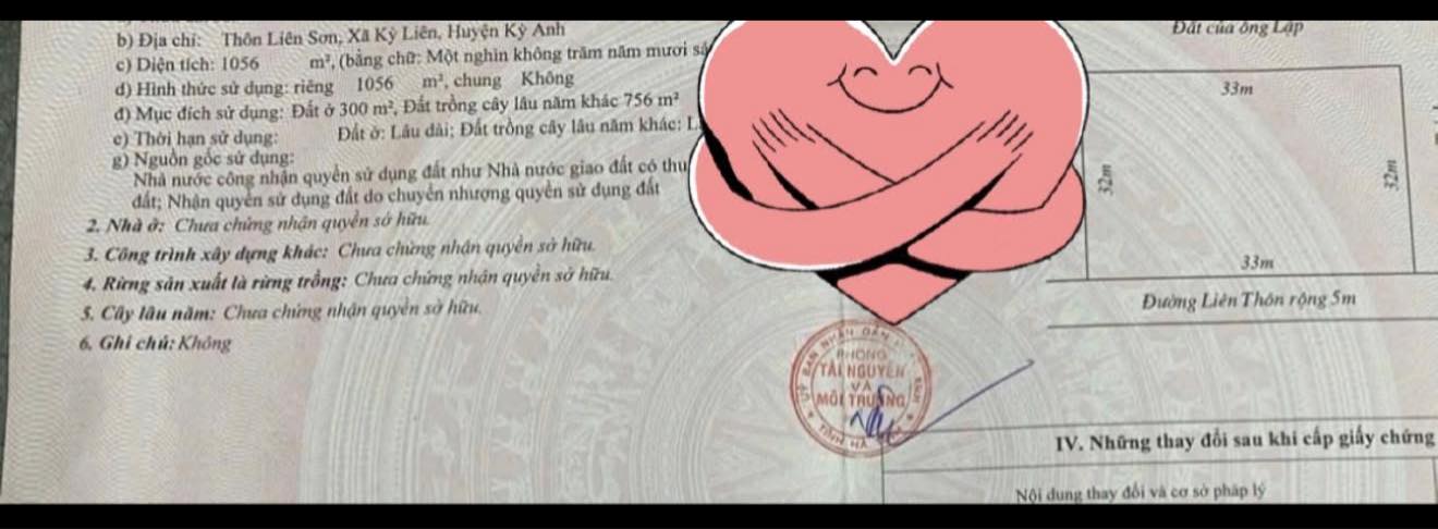 Đất nền Kỳ Liên Kỳ Anh 1056m² - Cơ hội đầu tư tuyệt vời!