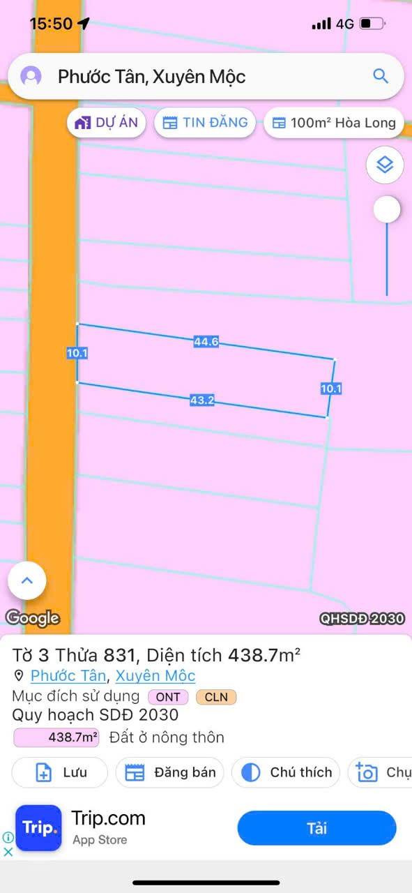 Đất nền Hồ Tràm 438m² giá 2 tỷ - Đầu tư sinh lời hấp dẫn!