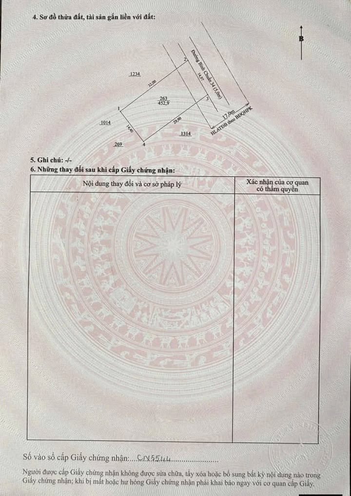Bán đất mặt tiền Bình Chuẩn 34, 452m² giá 12 tỷ - Cơ hội đầu tư tuyệt vời!
