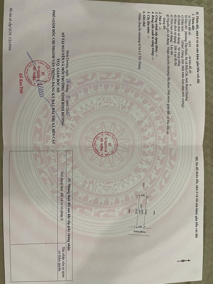 Đất nền Bến Cát 105m² giá 1 tỷ - Sổ đỏ chính chủ, xây dựng tự do!