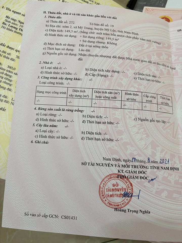 Đất đẹp tại Mỹ Trung, Nam Định 149,5m² - Chính chủ bán gấp!