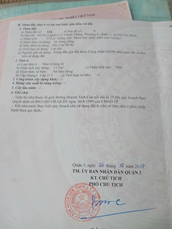 Nhà riêng quận 3 đường Lý Chính Thắng 20m² giá 3 tỷ - Sổ hồng chính chủ!