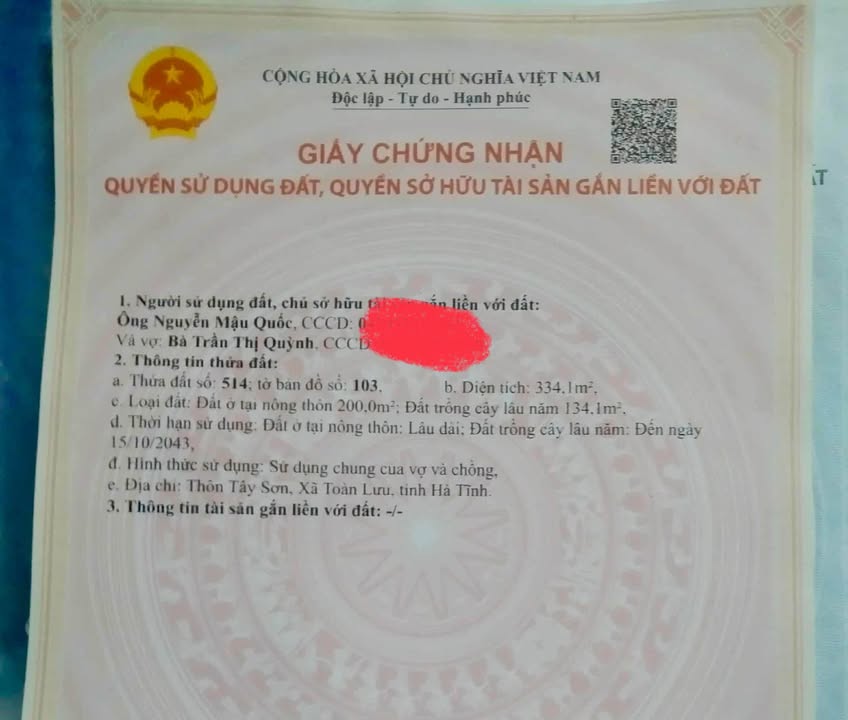 Lô đất thổ cư 336m² tại Tây Sơn, Thạch Hà - Cơ hội đầu tư tuyệt vời!