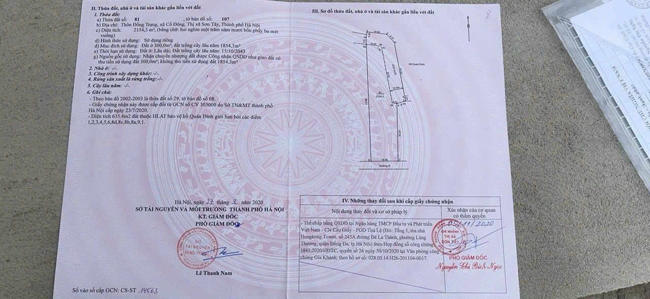 Đất nền Cổ Đông Sơn Tây 2154m² giá 32.31 tỷ - Đầu tư sinh lời ngay!