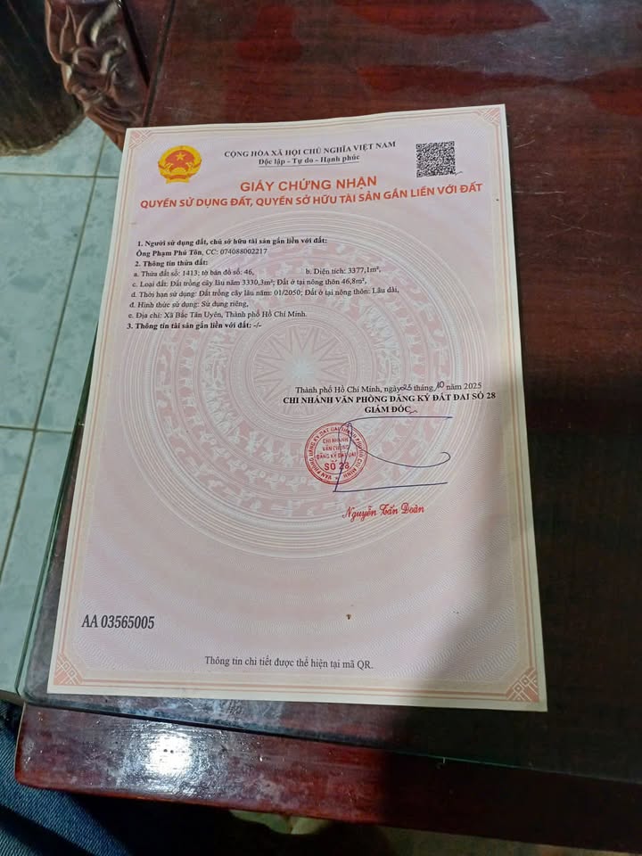 Đất vườn Tân Định, Bắc Tân Uyên 3377m² giá 6.8 tỷ - Sổ hồng riêng, thổ cư