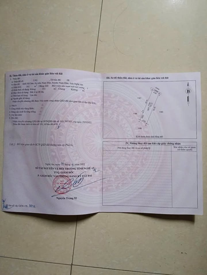 Đất thổ cư thị trấn Nam Đàn 161m² giá 1.3 tỷ - Vị trí gần trường học