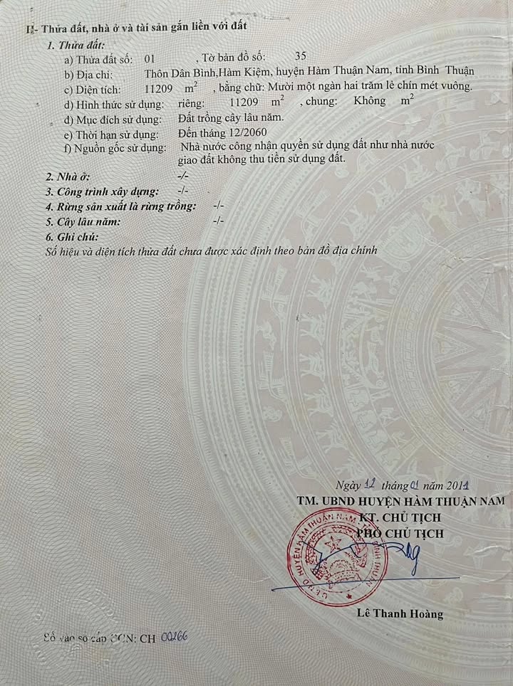 Đất vườn Thanh Long 11.209m² tại Hàm Kiệm - 2 mặt tiền ô tô, giá 3 tỷ - Cơ hội đầu tư hấp dẫn!