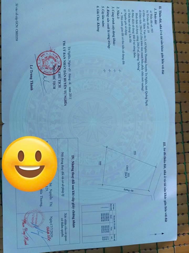 Đất nền Nghĩa Thương Tư Nghĩa 289.4m² giá 490 triệu - Lô góc 2 mặt tiền ô tô