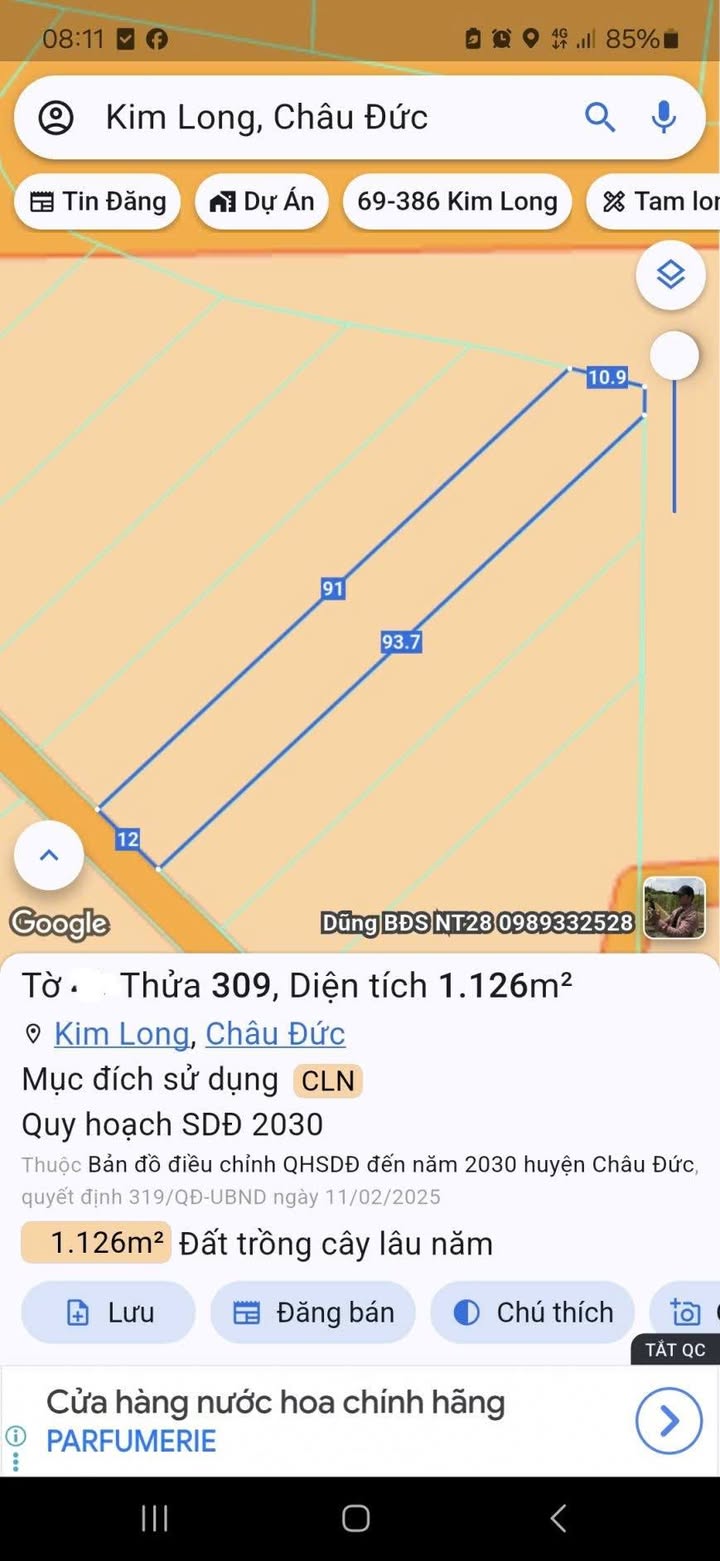Đất nền Kim Long Châu Đức 3600m² giá 1 tỷ - Đầu tư sinh lời ngay!